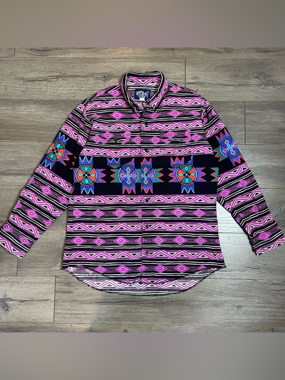 Vintage Wrangler Aztec Print Western Button Down